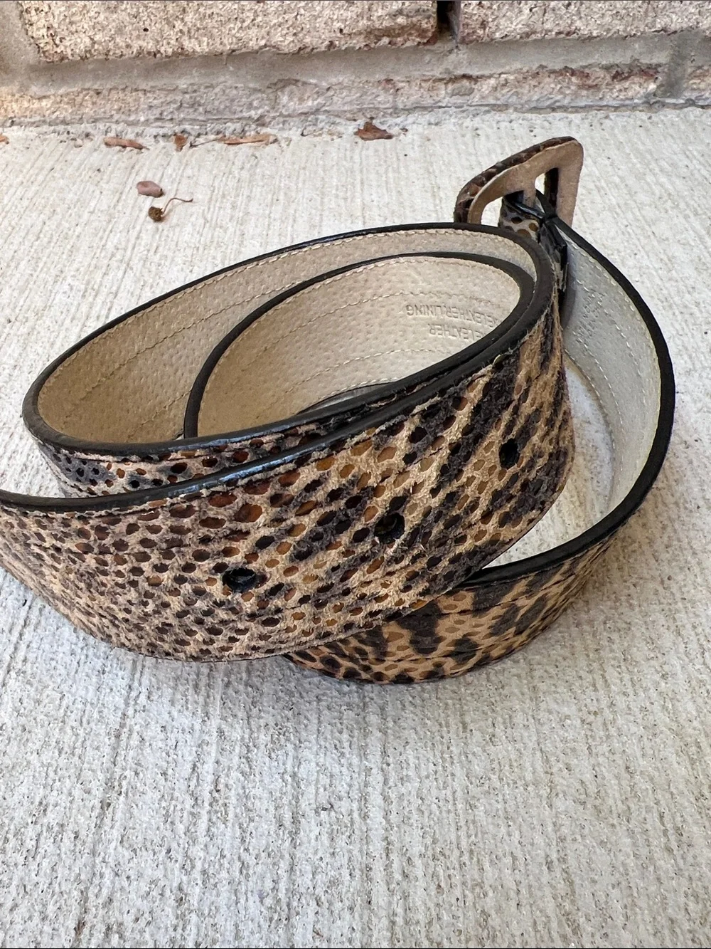 Anne Klein Leopard-Print Belt with Tortoiseshell Square Buckle Small